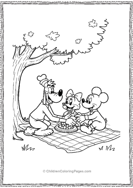 Goofy Donalda And Mickeyi Sharing A Picnic Under Free PDF Printable