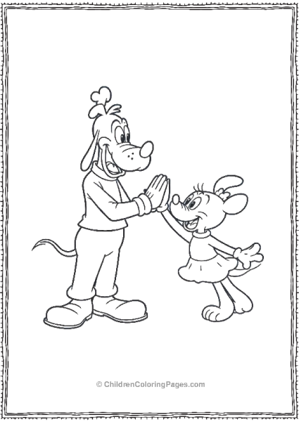 Goofy Giving Minni Mouse Highfive While Pluto Free PDF Printable