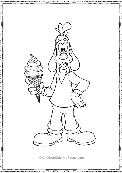 Goofy Holding A Big Ice Cream Cone That S Starting Free PDF Printable