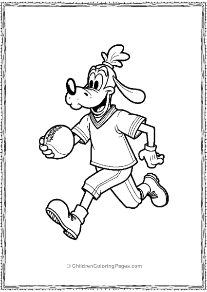 Goofy In A Football Jersey Holding A Football Free PDF Printable