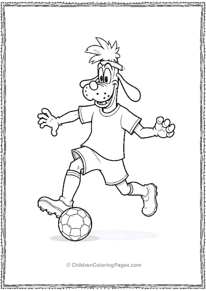 Goofy Kicking A Soccer Ball With A Focused Pose Free PDF Printable