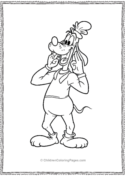 Goofy Making A Funny Face By Pulling His Cheeks Free PDF Printable