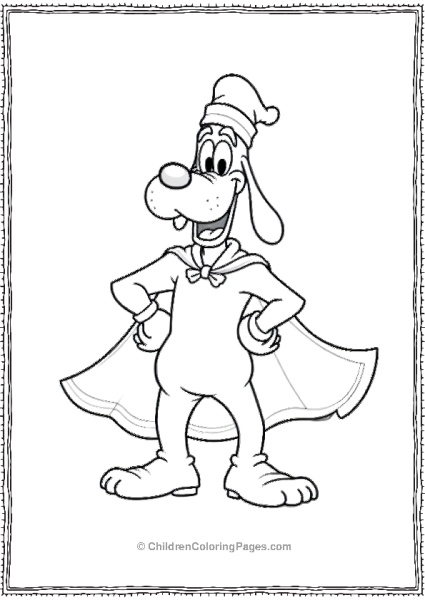 Goofy Posing Like A Superhero With A Towelcape Free PDF Printable