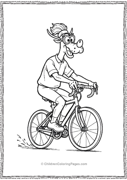 Goofy Riding A Bicycle In A Cycling Outfit Free PDF Printable