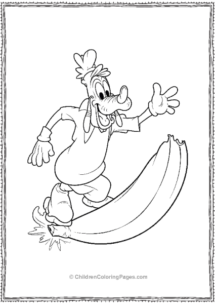 Goofy Slipping On A Banana Peel With Arms Flailin Free PDF Printable