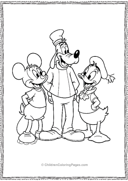 Goofy Standing Between Micke Mouse And Donal Duck Free PDF Printable