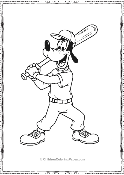 Goofy Swinging A Baseball Bat With A Cap And Clea Free PDF Printable