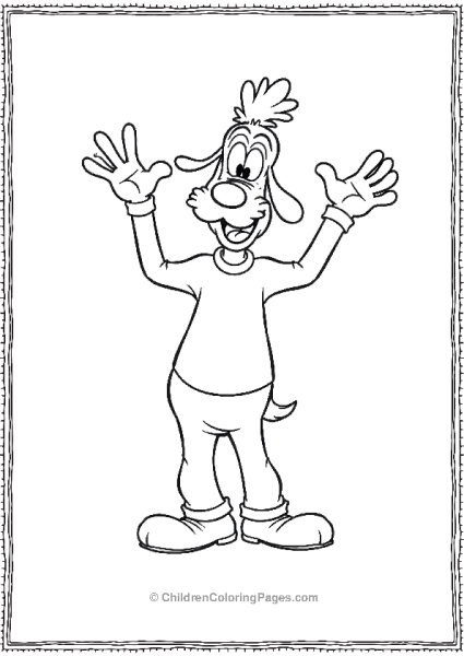 Goofy Waving With Both Hands And One Foot In The Free PDF Printable