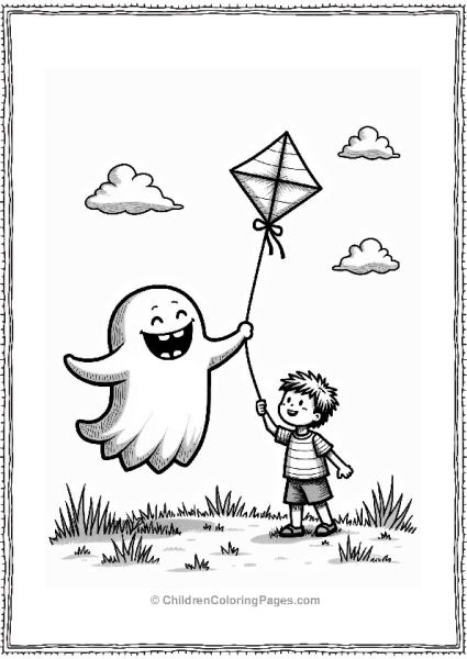 Goosebumps Cheerful Ghost And Boy Flying A Kite Free PDF Printable