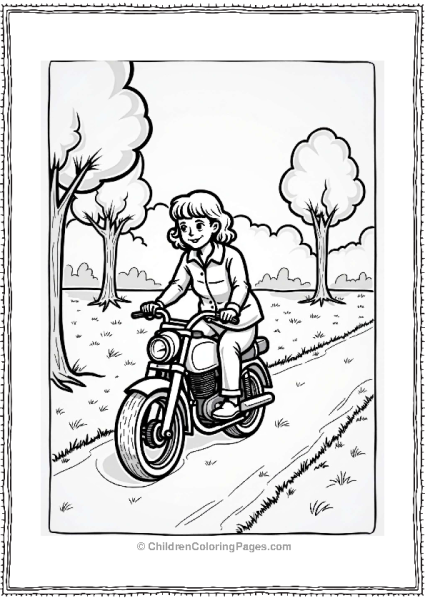 Grandmother Teaching Grandchild To Ride Motorcycle Free PDF Printable