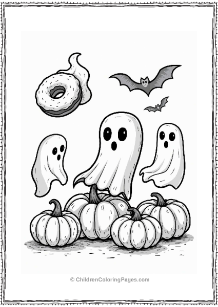 Halloween Donut Ghosts With Pumpkins Free PDF Printable