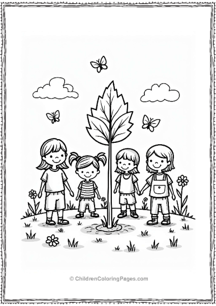 Happy Children Planting Trees In Spring Free PDF Printable