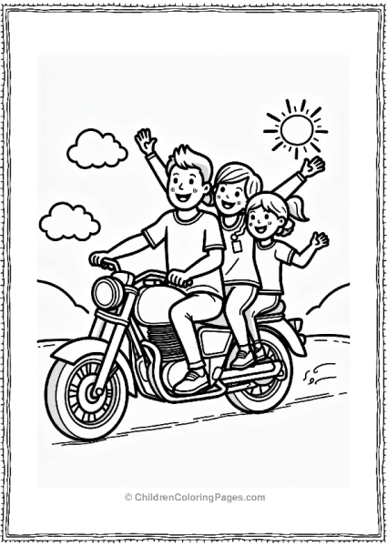 Happy Family Riding A Motorcycle Free PDF Printable