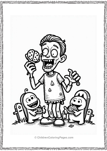 Happy Zombie With Treats Free PDF Printable