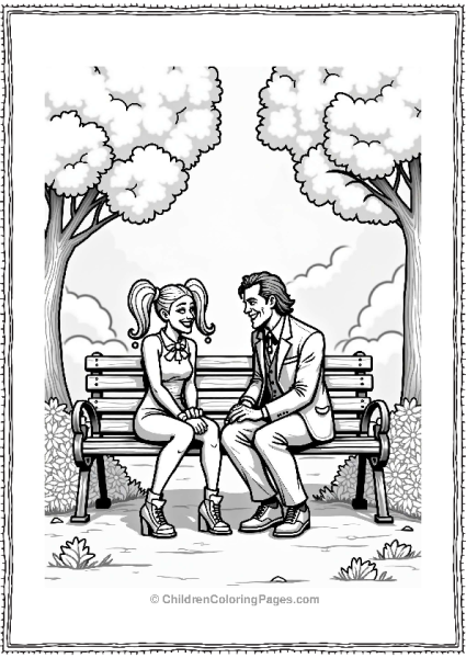 Harley Quinn And Joker In The Park Free PDF Printable