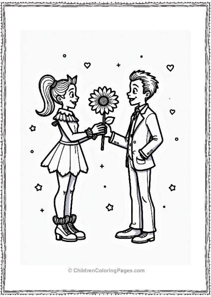 Harley Quinn Giving Joker A Flower Free PDF Printable