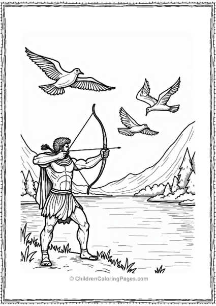 Hercules Aiming At Stymphalian Birds Free PDF Printable