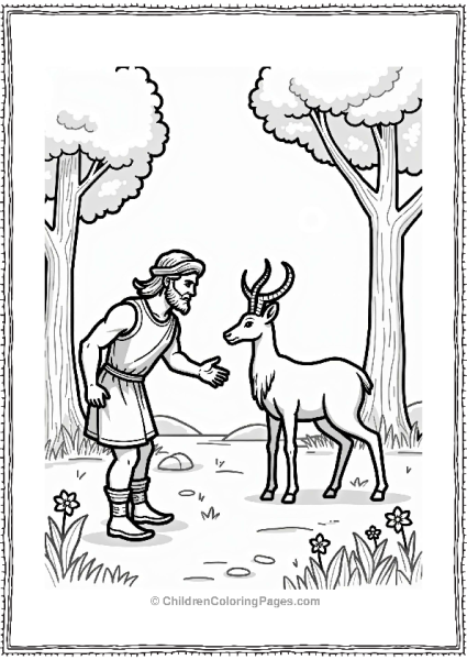 Hercules And The Ceryneian Hind In A Peaceful Forest Free PDF Printable
