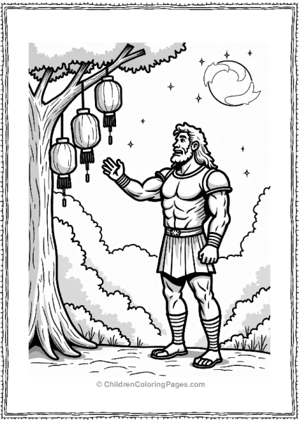Hercules Lighting Colorful Lanterns At Night Free PDF Printable