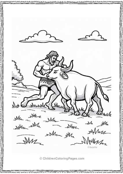 Hercules Wrestling The Bull Of Crete Free PDF Printable