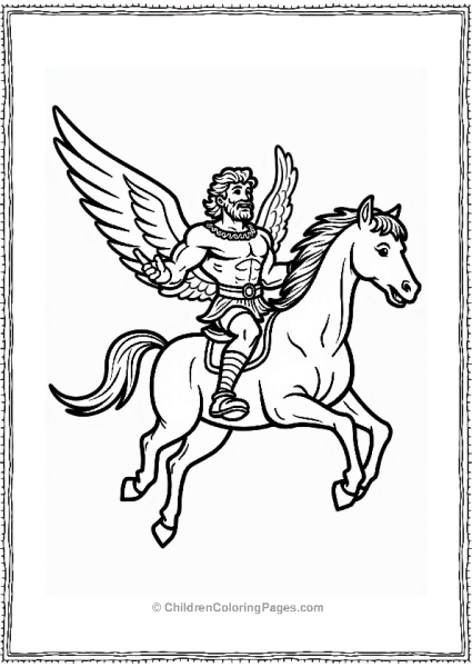 Hercules And Pegasus Soaring Through Clouds Free PDF Printable