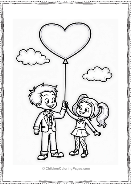 Joker And Harley Quinn In A Heart Balloon Free PDF Printable