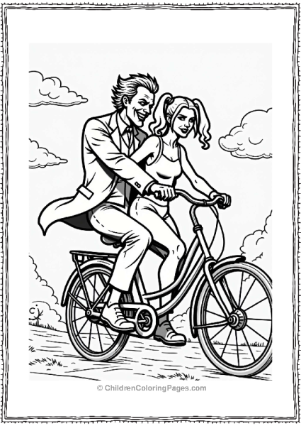 Joker And Harley Quinn Riding A Bike Free PDF Printable