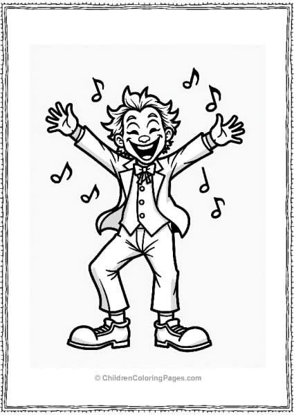 Joker Dancing With Musical Notes Free PDF Printable