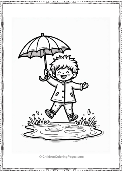 Spring Joyful Child Jumping In A Puddle Free PDF Printable