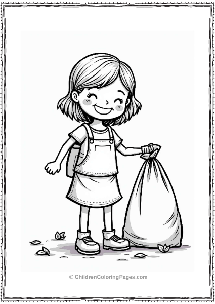 Spring Joyful Girl Picking Up Litter In The Park Free PDF Printable