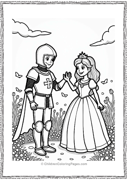 Knight And Princess In A Sunny Meadow Free PDF Printable