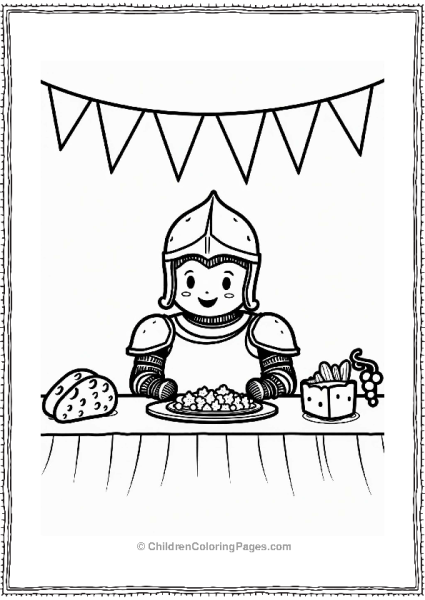 Knight At A Festive Banquet Table Free PDF Printable