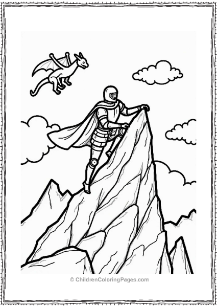 Knight Climbing A Mountain With Dragon Free PDF Printable