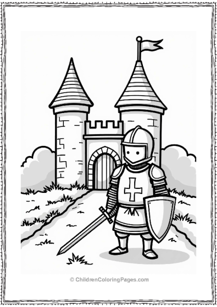 Knight In Front Of A Castle Free PDF Printable