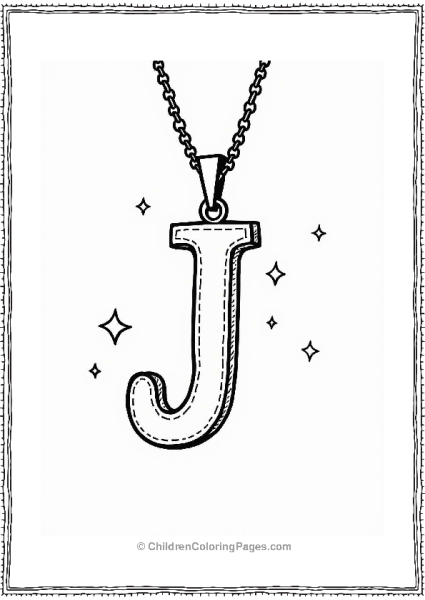 Letter J Gemstone Pendant J Illustration Free PDF Printable