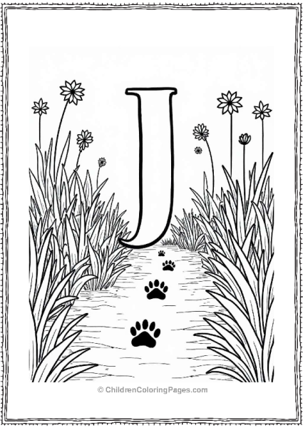Letter J Jaguar Paw Prints In The Jungle Free PDF Printable
