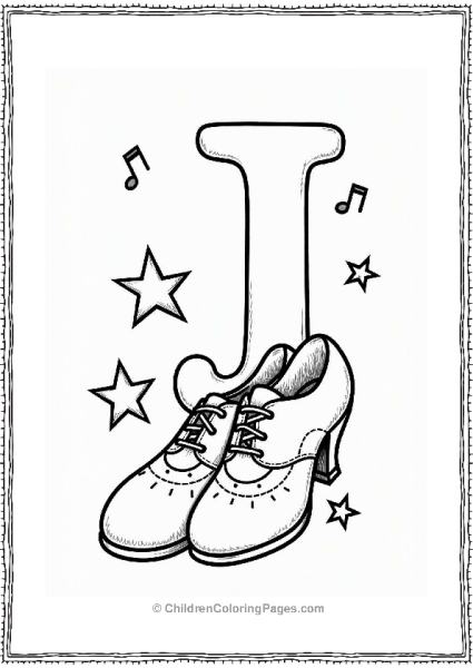 Letter J Jazz Shoes With Stars And Notes Free PDF Printable
