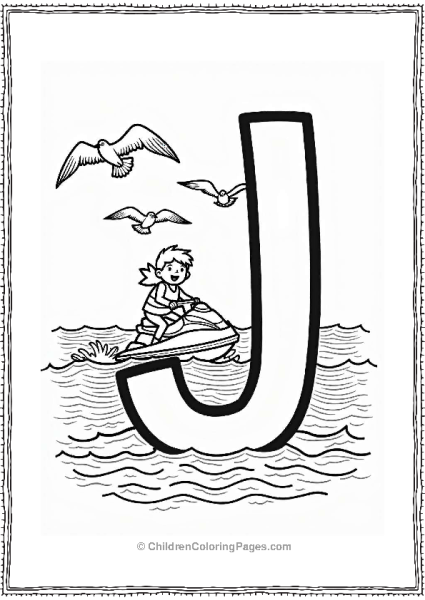 Letter J Jet Ski Adventure With Character Free PDF Printable