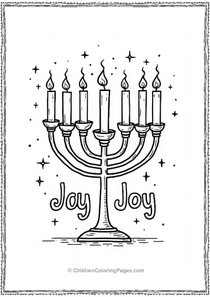 Letter J Jewish Menorah With Joyful Stars Free PDF Printable