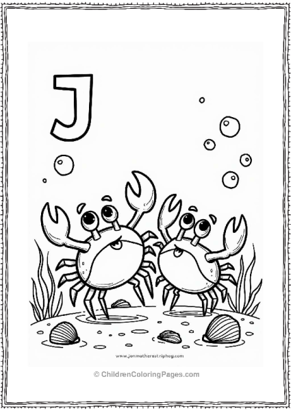 Letter J Jiggling Crabs On The Ocean Floor Free PDF Printable
