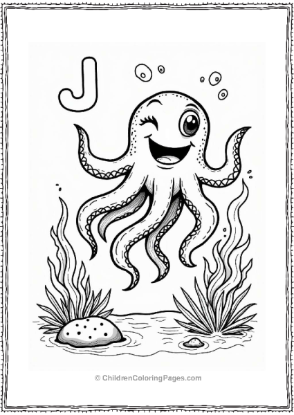 Letter J Jovial Jollyfish Among Seaweed Free PDF Printable