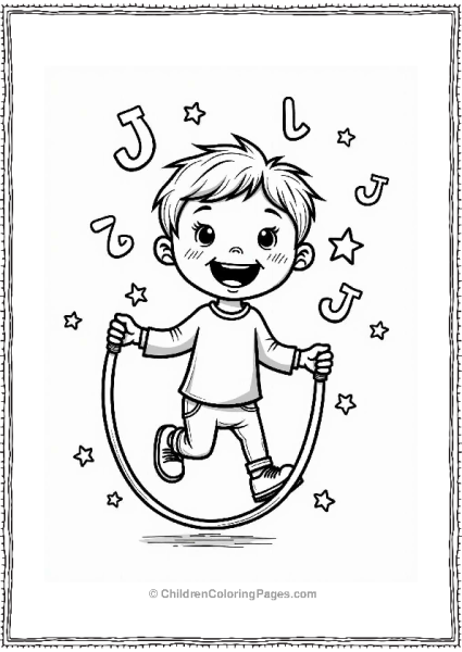 Letter J Joyful Child Jumping Rope Free PDF Printable