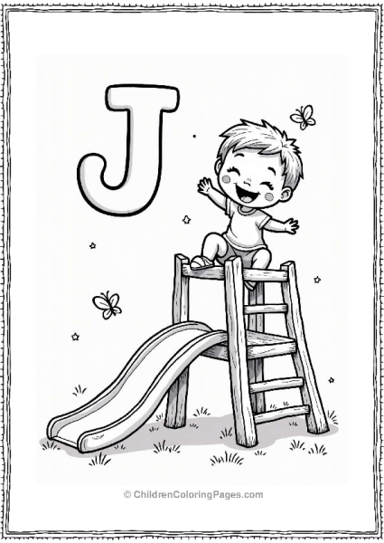 Letter J Joyful Child On Jungle Gym Free PDF Printable