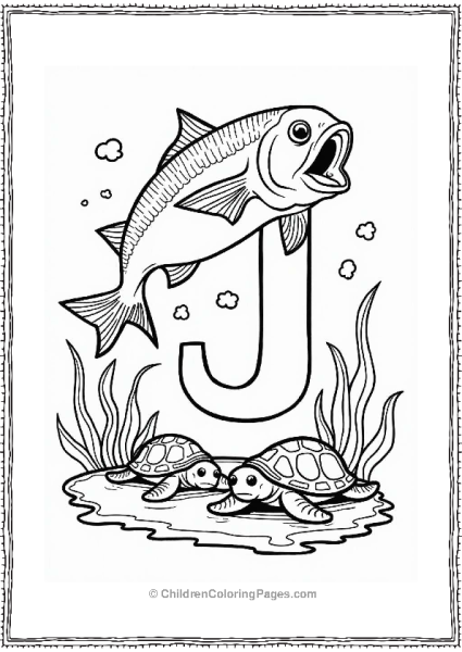Letter J Jumping Fish And Sea Turtles Free PDF Printable