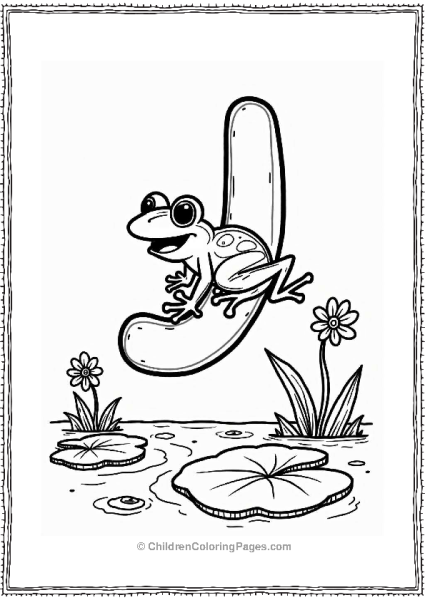 Letter J Jumping Frog In A Jungle Pond Free PDF Printable