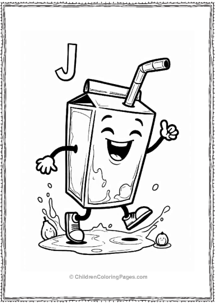 Letter J Jumping Juice Box Illustration Free PDF Printable
