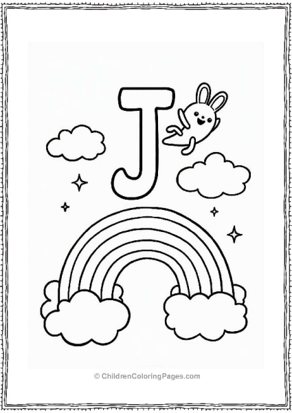 Letter J Jumping Over A Rainbow Free PDF Printable