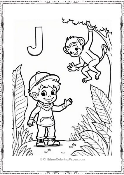 Letter J Jungle Adventure With A Friendly Monkey Free PDF Printable