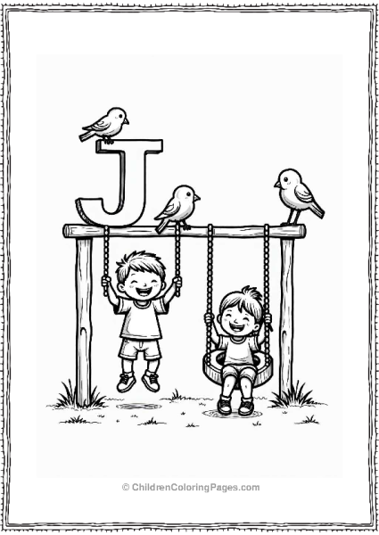 Letter J Jungle Gym Friends Playing Together Free PDF Printable