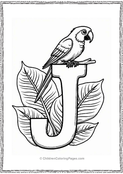 Letter J Letter J With Parrot In Jungle Free PDF Printable